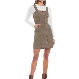 Brown Button-Front tweed Dress copper key